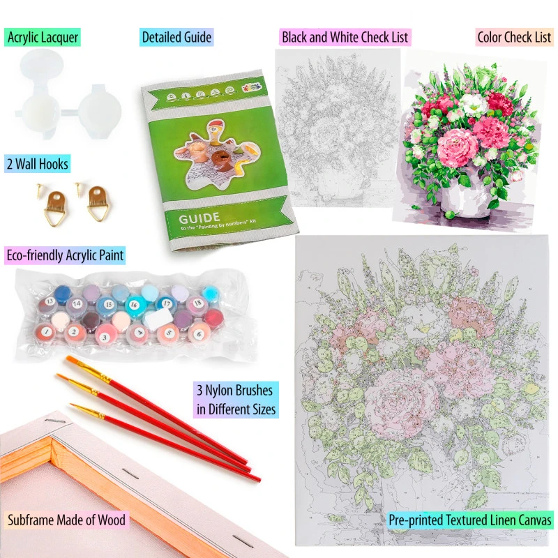 Bright Peonies - ITZ Schilderen Op Nummer 40 X 50 Cm - Afbeelding 4