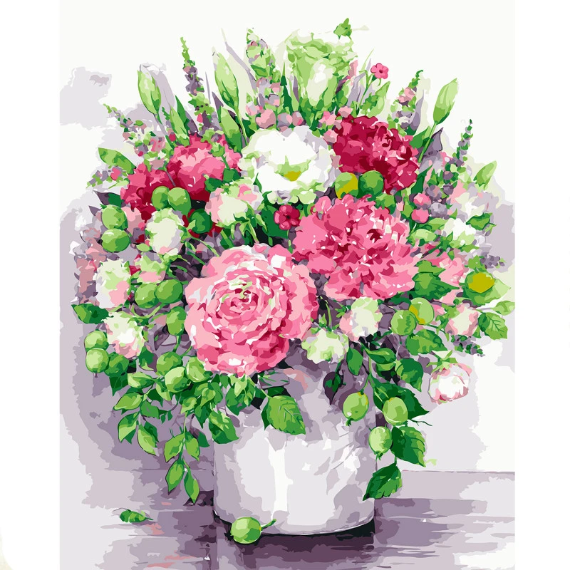 Bright Peonies - ITZ Schilderen Op Nummer 40 X 50 Cm