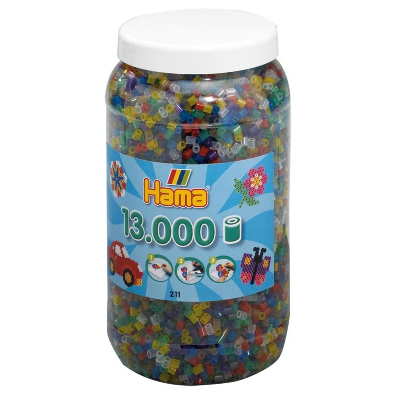 Hama 13.000 Strijkkralen In Pot Transparantmix