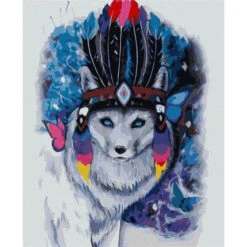 Kleurrijke Poolvos - Schilderen Op Nummer - 50 X 40 Cm