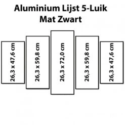 Mat Zwarte Aluminium Lijst Vijfluik 132 X 72 Cm