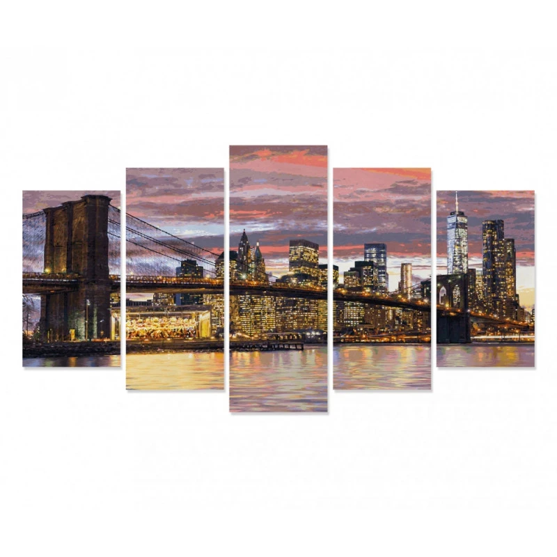 New York In De Ochtendschemering - Schipper Vijfluik 72 X 132 Cm - Afbeelding 2
